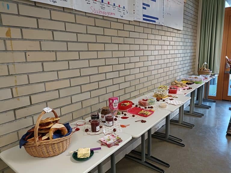 Buffet im Klassenzimmer der 5b