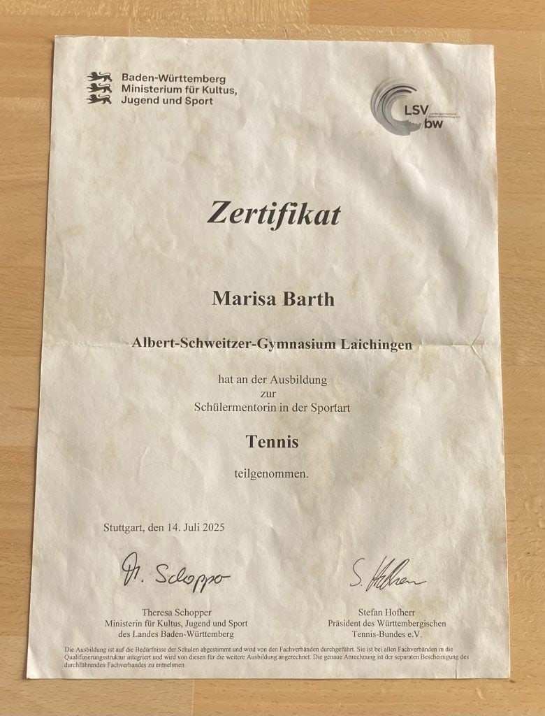 Marisa Barth absolviert Schulsportmentorenausbildung