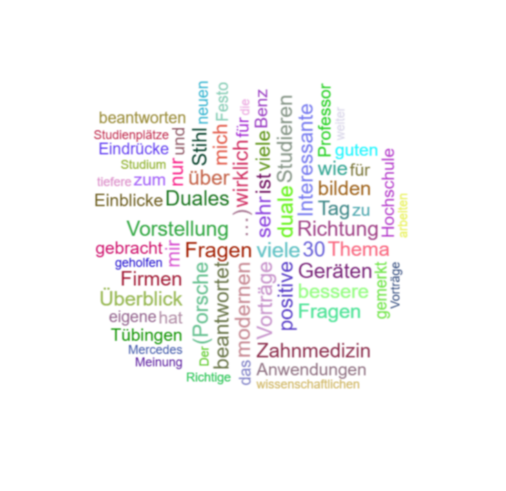 Wortwolke aus Schülerantworten zu BOGY-Erfahrungen
