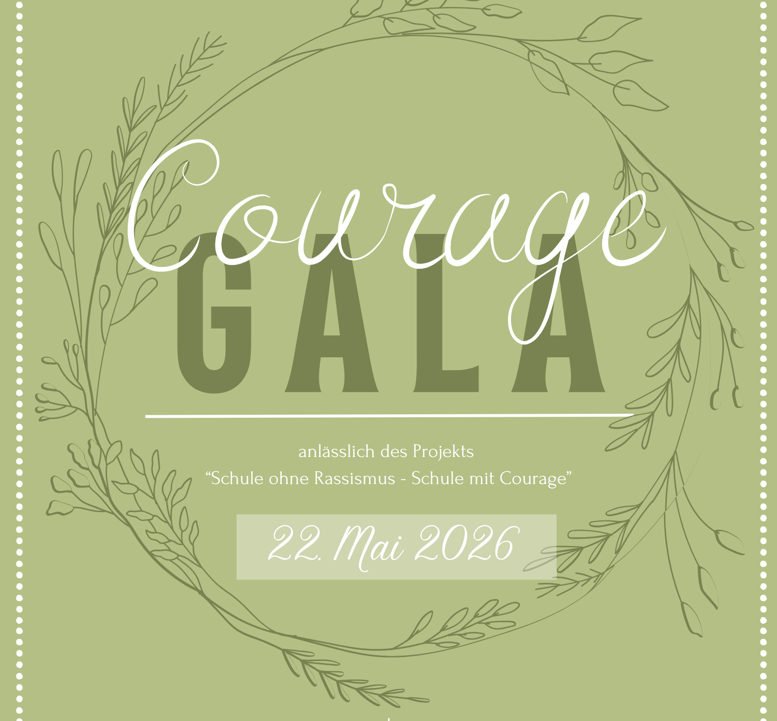 Kleines Plakat mit Informationen zur Courage Gala 2026