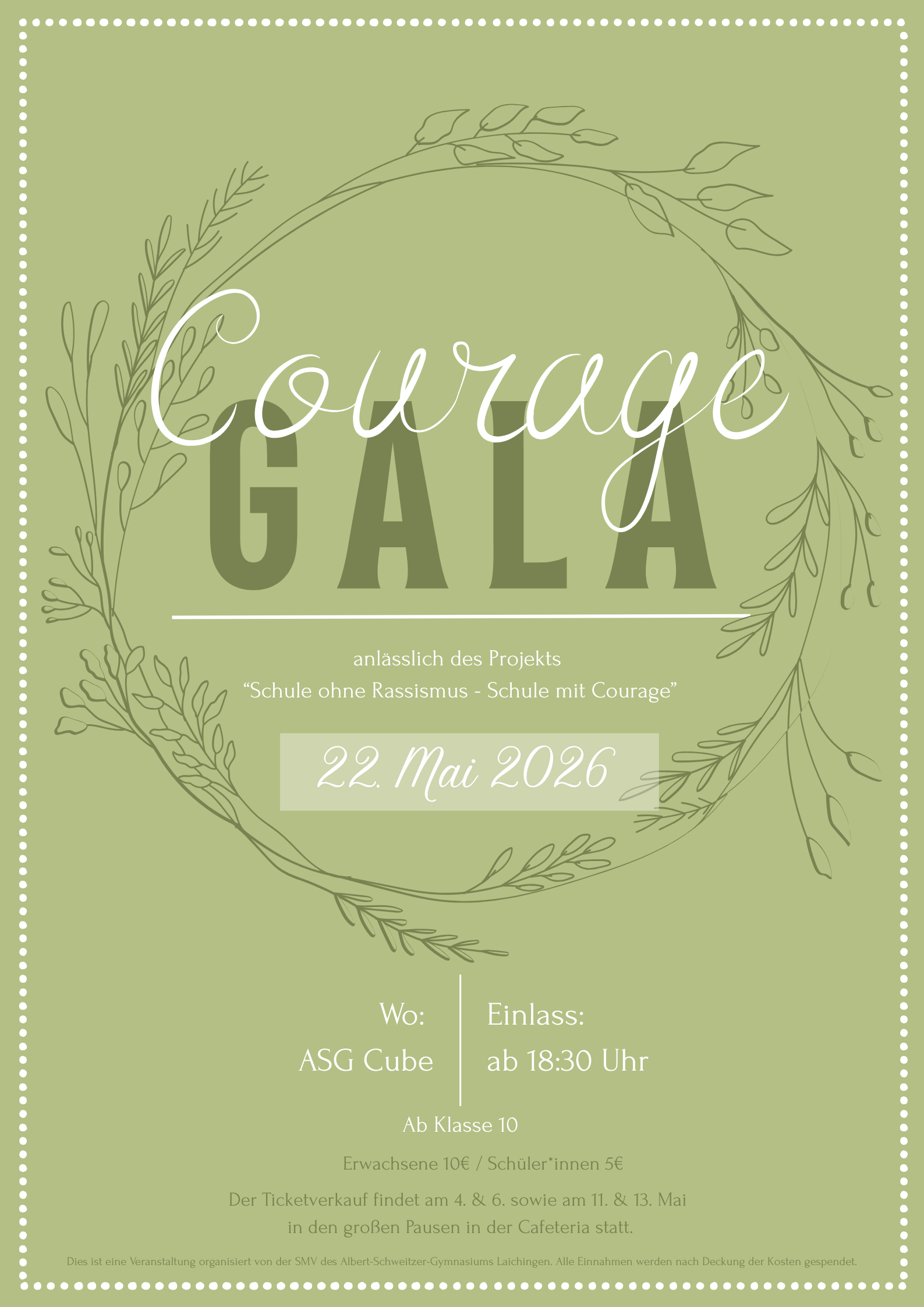 Plakat mit Informationen zur Courage Gala 2026