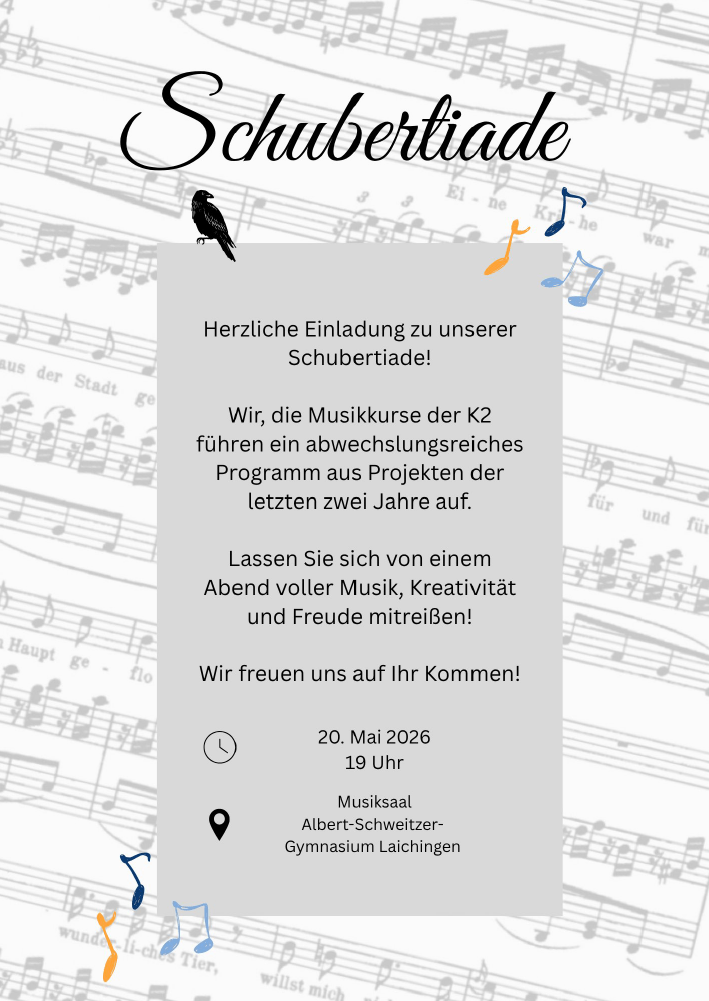 Einladung der Musik-K2-Kurse zur Schubertiade